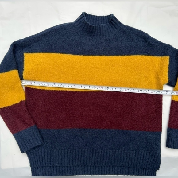 Cliche color block 3 striped sweater burgundy yellow navy blue - Picture 4 of 7